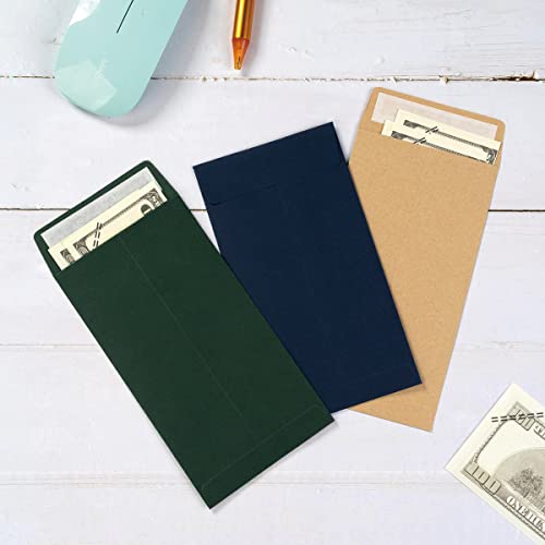 100 Pack Cash Envelopes #7 Coin Envelopes Self Seal For Money Saving, Cash, Budgeting, Check, Gifts Cards, 3 1/2 X 6 1/2 Inches (Dark Green) #TOP4