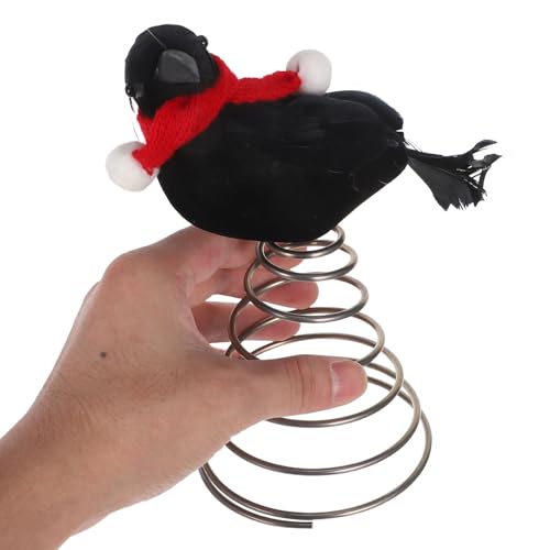 Cuervo Negro Navideño de Metal con Bufanda Roja para Punta de Árbol 5