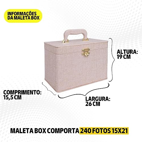 Maleta Box 240 fotos 15x21 com 4 Álbuns Fotográficos JUTA BEGE Luxo