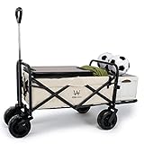 WHITSUNDAY Collapsible Folding Garden Outdoor Park Utility Wagon Picnic Camping Cart with 8“ Bearing
