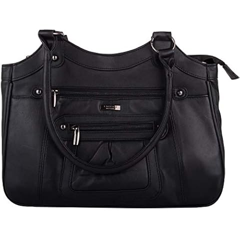 Womens Large Soft Nappa Leather Handbag/Shoulder Bag - Black Cover
