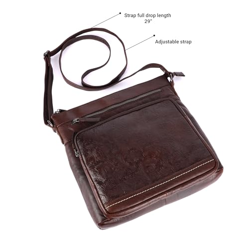 Image of LEDERBUCK Olga Women's Extra-Large Genuine Leather Crossbody Purse - Soft Triple-Zip Shoulder Bag