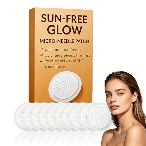 Sun-Free Glow Micro-Needle Tanning Patches 2026 New Glow Tanning Patches 1 Box 10 Patches Self Tan Patches for Natural-Looking Colour Streak-Free Finish Gentle Home Tanning Use