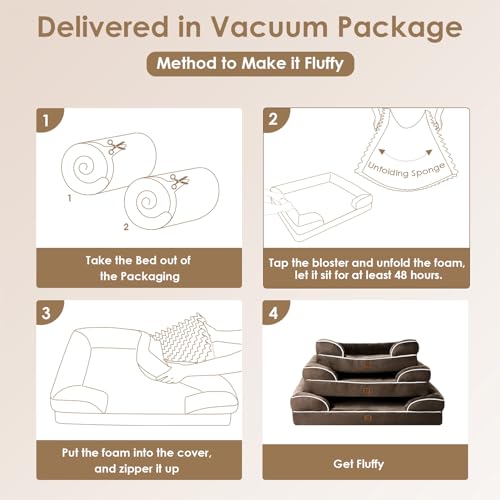 Image of EHEYCIGA Orthopedic Dog Beds for Extra Large Dogs, Waterproof Memory Foam XL Dog Bed with Sides, Non-Slip Bottom and Egg-Crate Foam Big Pet Couch Bed with Washable Removable Cover, Brown