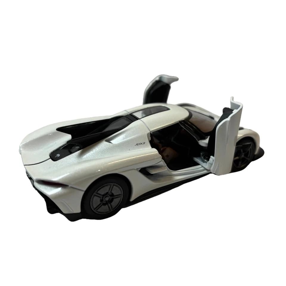 Mayatra's Kinsmart 1:36 Scale Koenigsegg Jesko Absolut Diecast Metal Toy Car (White) – Pull Back Hypercar Model with Opening Butterfly Doors for Kids & Collectors 1