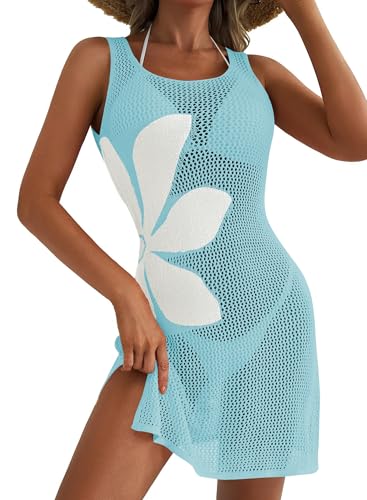 Image of Cakulo Women's Crochet Beach Cover Up Boho Floral Dress