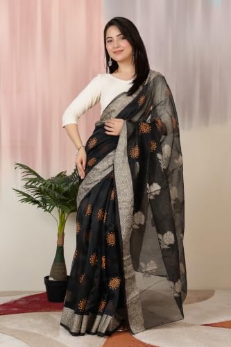 Image of Mlada V-Neck Stretchable Saree Blouse Top for Women | Slim Fit 3 /4th Sleeves Solid Cotton Blouses | Readymade Saree Blouses for Women Festive & Ethnic | Blouse Crop Top