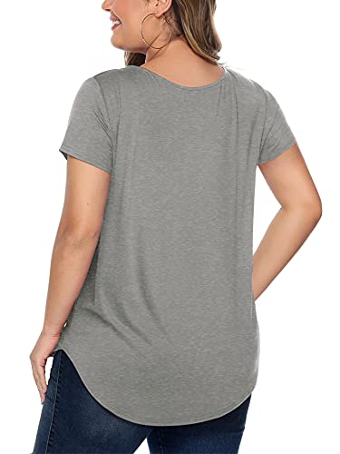Amoretu Plus Size Womens Tops Casual Loose Summer T Shirts (Grey, 5Xl) #TOP1