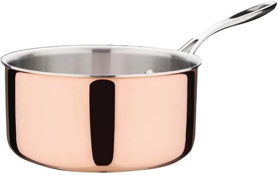 Vogue Tri-Wall Copper Saucepan 20 cm, 3.3 Litre, Induction Compatible, Lid Sold Separately, FS667