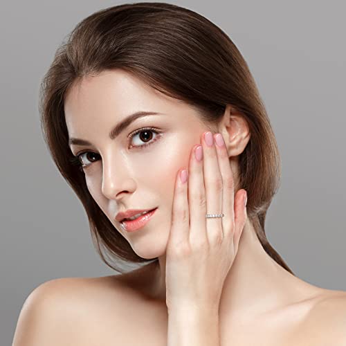 AINUOSHI Eternity Moissanite Ring, 925 Sterling Silver Round Cut Wedding Anniversary Band for Women Stackable Rings, Size 4-92