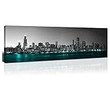 ARNLRDYA Chicago Wall Decor Chicago Skyline Canvas Print Chicago Skyline Wall Art Michigan Skyline P