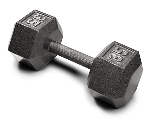 Weider 35 Lb. Cast Iron Hex Dumbbell, Black