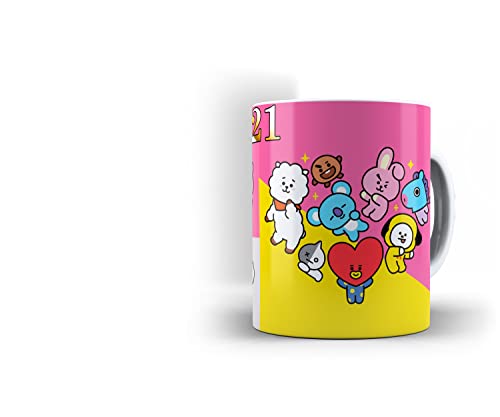 KIT Almofada 40X40 com enchimento + Caneca BT21 BTS