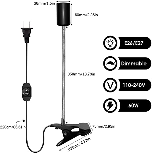 Reptile Heat Lamp,Turtle Lamp,Heating Lamp With Clamp,Turtle Lights For Aquariums,360° Rotatable Basking Lamp For Reptiles/Plant(Without Bulb) #TOP1