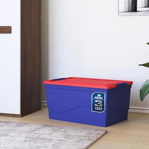 SINGHAL Plastic Crate 60x40x27 CM With Lid, Multipurpose Heavy Duty Big ...