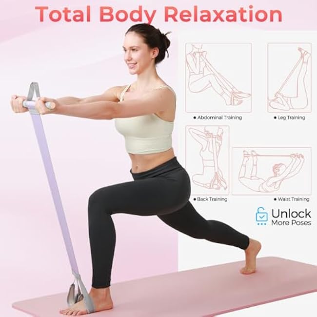 VICSKY Fabric Resistance Band with Handles & 2 Foot Loops - 120lb Exercise Band for Home Workout, Yoga & Full-Body Training, Leg Arm Chest Wrist - Portable Home Fitness Tools for Women