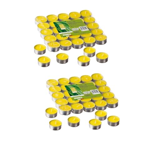 mille idee Tealight Candele Citronella 100 pezzi, Lumini Candele profumate Citronella Antizanzare, 4,5 Ore