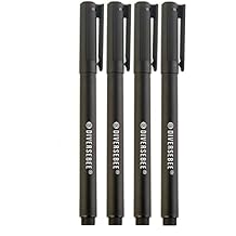 DIVERSEBEE Fine Tip Permanent Pens, 4 Pack Quick Dry Markers, Transparent Sticky Notes Writing Pens, Office School Art Supplies, Black Oil Based Fineliners