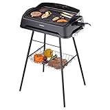 [page_title]-Cloer 6750 Antihaftbeschichtet/Standfuß/gesundes 2000 Watt/Grillfläche: 43 x 30,5 cm/Barbecue-Grill, Gebürstet, schwarz