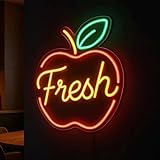 Xhuilong Früchte Neon Leuchtschild, Frische Äpfel LED Neon Schild für Küche, Restaurant, Buffet, veganen Laden, Gemüsegeschäft