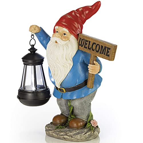Vp Home Welcome Gnome With Lantern Solar Powered Led Outdoor Decor Garden Light (Red Hat) Welcome Gnome Statues Outdoor Gnome Decor Funny Figurine Decor For Outside Patio, Yard, Lawn #TOP4