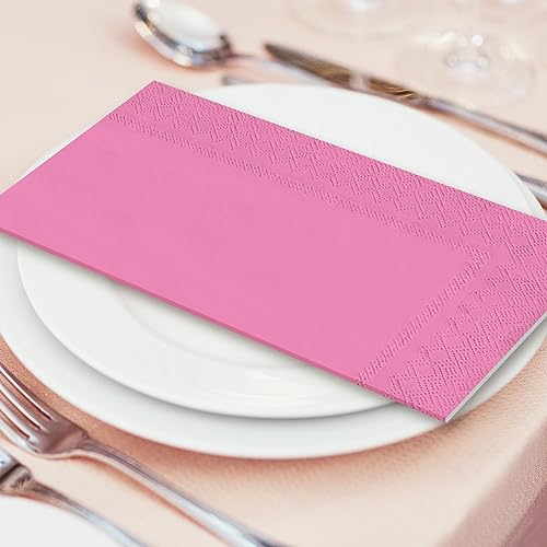 Serviettes de table réunion Whaline 150 pièces jetables roses - 6