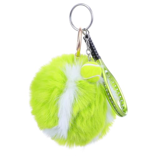 Qulkws 1 Pcs Tennis Keychain Tenni Gifts for Women Cute Pom Pom Tennis Ball Keychain Tenni Accessories Mini Metal Tenniss Keychains Cutes Tenniss Racket Ball Keychains for Women Men