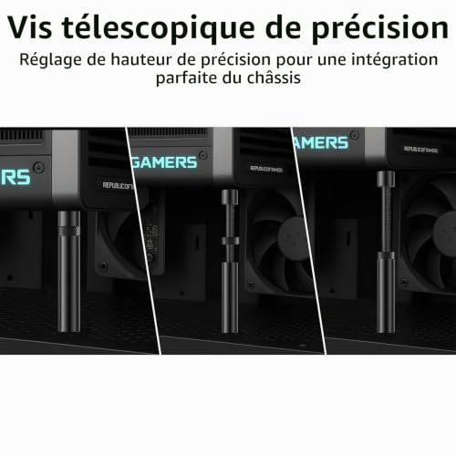 JPudinor Support GPU réglable - Noir S (26-50 mm) - Support magnétique pour carte graphique avec coussinets en silicone - Support anti-affaissement pour boîtiers ATX/ITX – vue 4