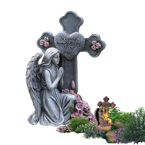 Sculpture d'ange priant pour l'extérieur, statues de jardin pour extérieur, décoration extérieure en résine résistante aux intempéries, décorations funéraires de condoléances pour cour, terrasse