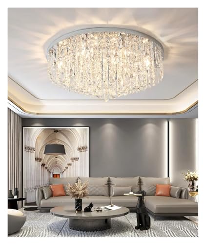 Générique Lustre, Plafonnier LED en acier avec cristaux for chambre à coucher moderne, luminaire Art déco(Chrome Dia40CM,Neutral Light)