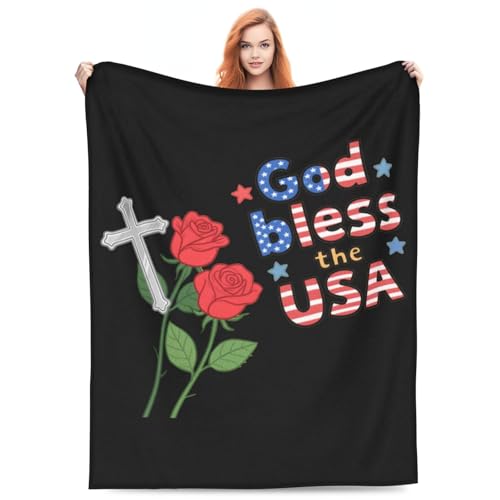 God Bless Flannel Throw Blanket, Soft, Warm and Cozy for Couch, Bed, Office, and Travel, Versatile All-Season Gift 60"X50"