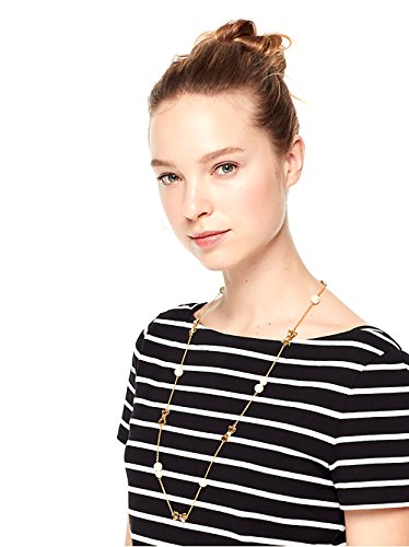 Kate Spade New York Long Chain Necklace Pearls Bow Scatter, Cream Gold (Pearl Bow) #TOP1
