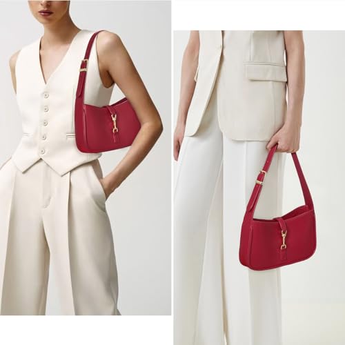 Shoulder Bags for Women Red Purse Trendy Small Handbag Faux Leather Shoulder Purse Everyday Bag3