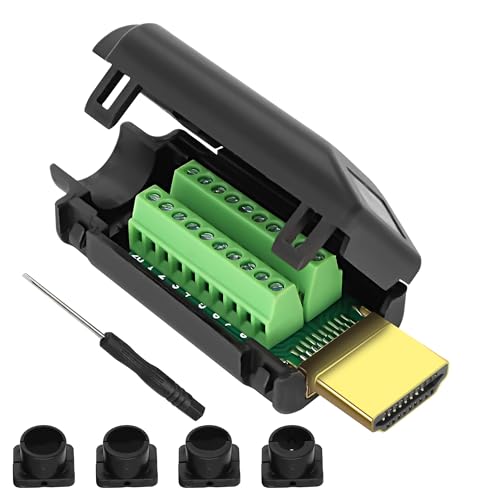MEIRIYFA Adaptateur bloc de raccordement HDMI à vis - Fiche HDMI vers bornes sans soudure - Module de signal avec accessoires de boîtier