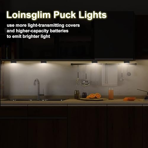 Image of Puck Lights with Remote Control, Wireless LED Puck Light for Kitchen,Battery Operated Under Cabinet Lights, Under Counter Lighting Dimmable, Stick On Lights for Closet Black (6pack)