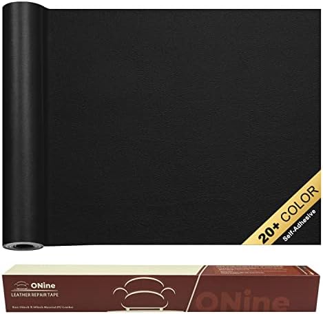 Leather Repair Tape, Leather Repair Patch, 16 x 60 Inch Self-Adhesive Couch Patch, for Furniture, Sofas, Car Seats (Pure Black-Fine Grain)