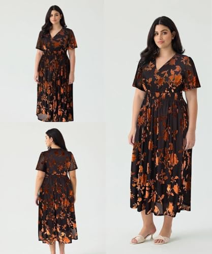 Image of TIYOMI Plus Size Velvet Dress for Women Formal Cocktail Satin Dresses for Wedding Guest XL-5XL (14W-28W)