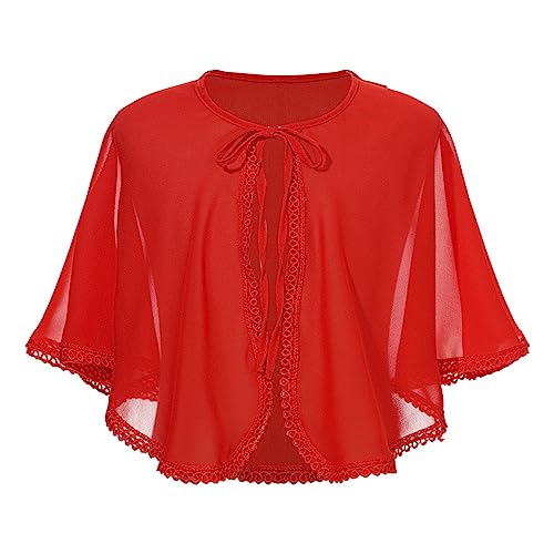 JanJean Kids Short Sleeve Lace Bolero Shrug Girls Summer Sheer Cover Up Blouse Cardigan for Birthday Wedding Party