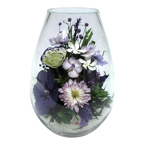 Fiora Flower Elegant Orchid Arrangement in Glass Vase | Preserved Real Orchids Lasting 5 Years | Ideal for Home Decor or Romantic Gift