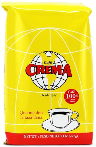 Cafe Crema Ground Coffee from Puerto Rico, 8 ounce bag (Pack of 1)