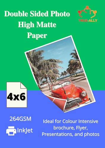 Image of True-Ally 4x6 Premium Resin Coated Double Sided Matte (LUSTER) Inkjet Photo Paper (White) Size - 4 x 6 Inches (4R size), 264 GSM - (100 SHEETS PACK) (100)