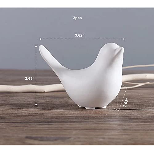 Estatuas pequeñas decorativas de pájaros en cerámica blanca miniatura 4