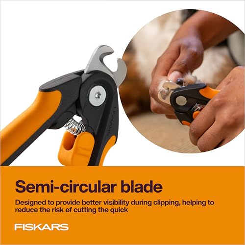 Image of Fiskars Pet Large Nail Clippers, Cat and Dog Trimmers for Grooming, 5.75 inch | Suitable for Medium to Large Dogs, Semi-Circular Blade for Clear View, SoftGrip Handle w / Safety Lock, Pet Supplies, Black