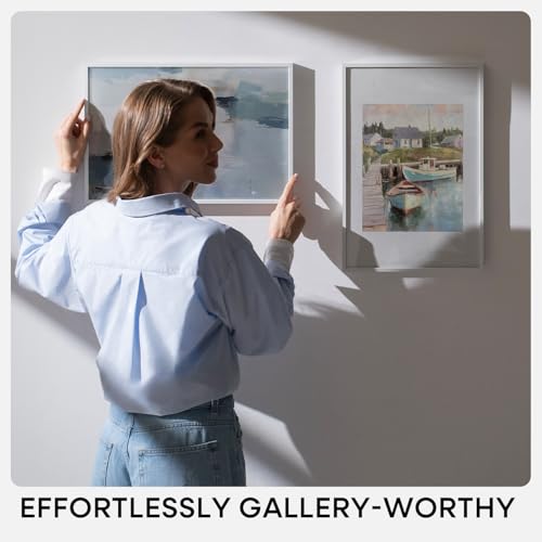 Image of Homeforia 19.25x26.75 White Puzzle Frame, High End Metal 19.25 x 26.75 Picture Frames without Mat, 26.75x19.25 Thin Poster Frame for Wall, 19.25by26.75 Puzzle Frames, Tempered Glass, Wall Kit, Set of 1