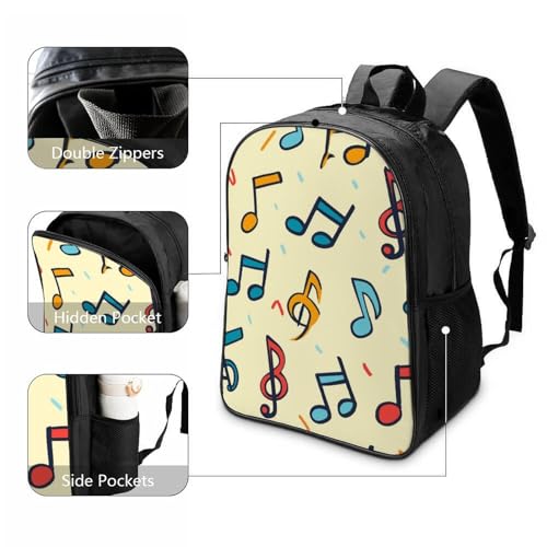 Mochila para niños ergonómica con protector de lluvia y relieve de notas musicales 3