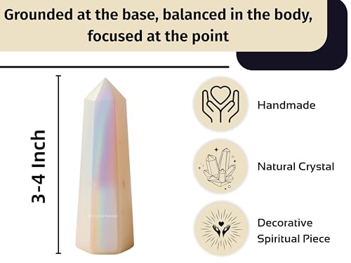 Image of Certified Angel Aura Quartz Crystal Tower Obelisk Point For Chakra, Healing And Balancing - Aaa Grade Original Certified Gemstone Agate For Reiki Meditation Yoga Spiritual (3-4 Inches)