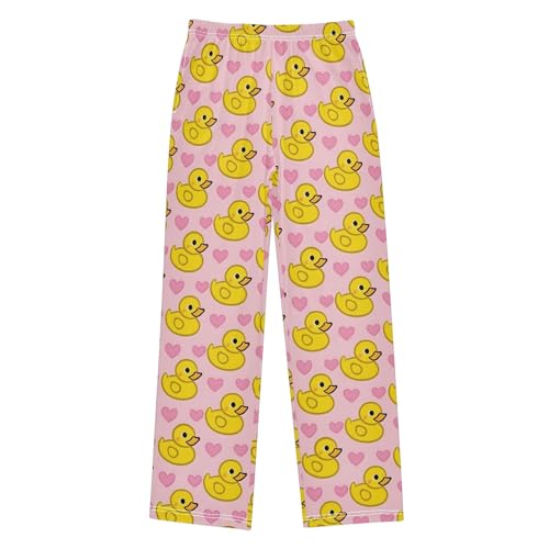 Cute Yellow Rubber Ducks Cute Pajama Pants, Soft Sleepwear Lounge Pants Pajama Pj Bottoms for 6-14 Years