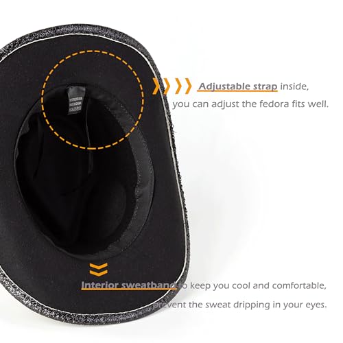 Image of Women Cowboy Hat Western Style Glitter Party Costume Hat