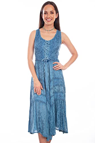 Image of Scully Ash Grey Full Length Lace-Up Front Womens Sleeveless Dress HC118