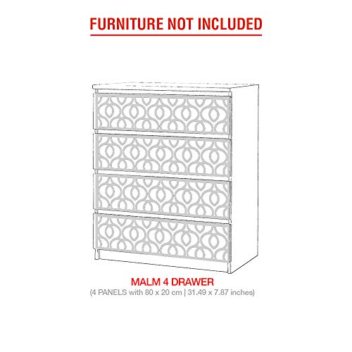 Moonwallstickers.com IKEA Malm Overlays - Adecuado para Muebles IKEA MALM, PVC Blanco de 5 mm + Espejo, 4 Drawers – HAR
